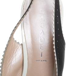 Pre Owned Casadei Black/White Leather Open Toe Slingback Sandals Size 40