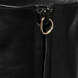 Pre Owned Casadei Black Leather Platform Mid Length Boots Size 36.5