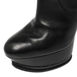 Pre Owned Casadei Black Leather Platform Mid Length Boots Size 36.5