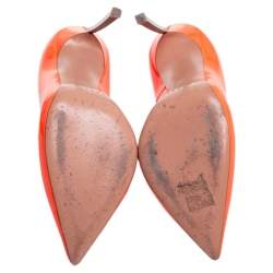 Pre Owned Casadei Neon Orange Leather Blade Pumps Size 37
