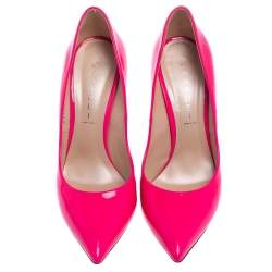 Pre Owned حذاء كعب عالي كاسادي بلاد جلد لامع وردي نيون مقاس 39.5