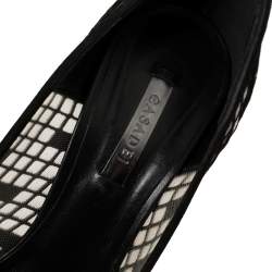 Pre Owned Casadei Black Mesh And Suede Pointed Toe Pumps Size 39