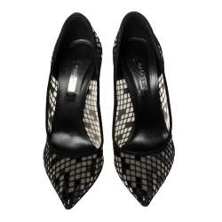 Pre Owned Casadei Black Mesh And Suede Pointed Toe Pumps Size 39