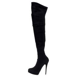 Pre Owned Casadei Black Suede Over Knee Boots Size 41