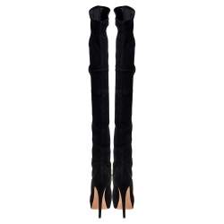 Pre Owned Casadei Black Suede Over Knee Boots Size 41