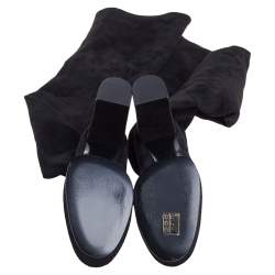 Pre Owned Casadei Black Suede Platform Thigh High Boots Size 39.5