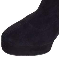 Pre Owned Casadei Black Suede Platform Thigh High Boots Size 39.5