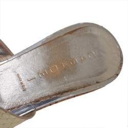 Pre Owned Casadei Metallic Python Embossed Leather Wedge Sandals Size 39