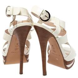 Casadei White Patent Leather Strappy Platform Sandals Size 36