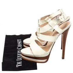 Casadei White Patent Leather Strappy Platform Sandals Size 36