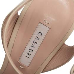 Pre Owned صندل كاسادي فورا ايكو جلد كريمي نعل سميك سير كاحل مقاس 39