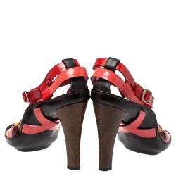 Casadei Multicolor Patent Leather Strappy Ankle Strap Sandals Size 40