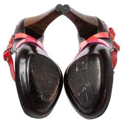 Casadei Multicolor Patent Leather Strappy Ankle Strap Sandals Size 40