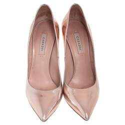 Casadei Rose Gold Leather Blade Pointed Toe Pumps  Size 36