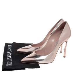 Casadei Rose Gold Leather Blade Pointed Toe Pumps  Size 36