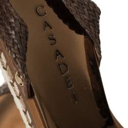 Casadei Brown Leather Ankle Strap Flat Sandals Size 35