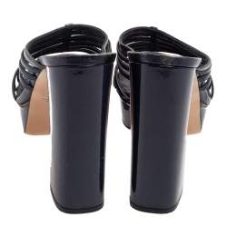 Pre Owned Casadei Blue Leather And Patent Leather Strappy Sandals Size 38.5