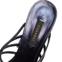 Pre Owned Casadei Blue Leather And Patent Leather Strappy Sandals Size 38.5