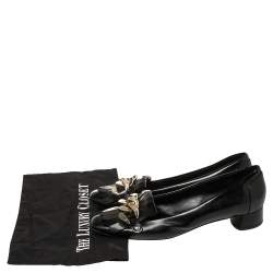 Pre Owned حذاء كعي عالي كاسادي شراشيب مزخرف سلسلة جلد لامع أسود مقاس 39