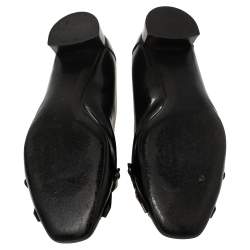 Pre Owned حذاء كعي عالي كاسادي شراشيب مزخرف سلسلة جلد لامع أسود مقاس 39