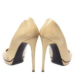 Pre Owned Casadei Beige Patent Leather Pumps Size 38
