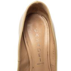 Pre Owned Casadei Beige Patent Leather Pumps Size 38