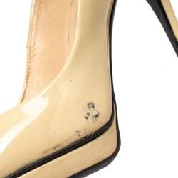 Pre Owned Casadei Beige Patent Leather Pumps Size 38
