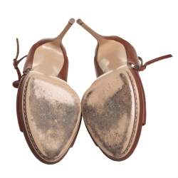 Pre Owned Casadei Brown Leather Platform Sandals Size 38