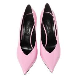 Pre Owned حذاء كعب عالي كاسادي جلد وردي لامع مقدمة مدببة مقاس 38