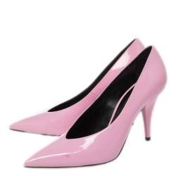 Pre Owned حذاء كعب عالي كاسادي جلد وردي لامع مقدمة مدببة مقاس 38