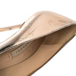 Pre Owned Casadei Rose Gold Foil Leather Pointed Toe Pumps Size 40