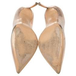 Pre Owned Casadei Rose Gold Foil Leather Pointed Toe Pumps Size 40