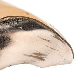 Pre Owned Casadei Rose Gold Foil Leather Pointed Toe Pumps Size 40