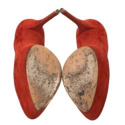 Pre Owned Casadei Red Suede Platform Pumps Size 40