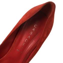 Pre Owned Casadei Red Suede Platform Pumps Size 40