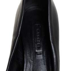 Casadei Black Leather Chain Embellished Block Heel  Pumps Size 40