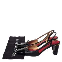 مملوكة مسبقًا صندل سي أتش كارولينا هيريرا جلد أسود فتحة كعب مقاس 40