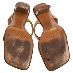 Casadei Beige Croc Embossed Leather Square Toe Slide Sandals Size 37