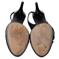 Pre Owned Casadei Black Satin Crystal Embellished Slingback Sandals Size 39