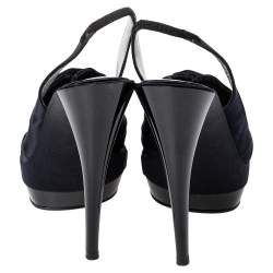 Pre Owned Casadei Black Satin Crystal Embellished Slingback Sandals Size 39