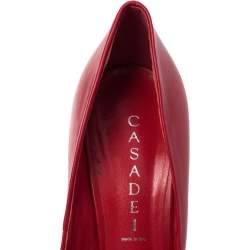 Pre Owned حذاء كعب عالي كاساديه نعل سميك فيونكة مرصع جلد أحمر مقاس 38