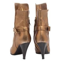 Casadei Gold Leather Ankle Length Boots Size 36