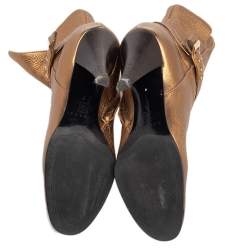 Casadei Gold Leather Ankle Length Boots Size 36