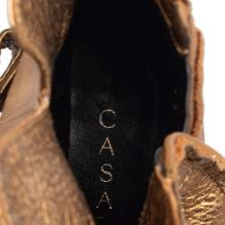 Casadei Gold Leather Ankle Length Boots Size 36