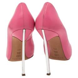 Pre Owned حذاء كعب عالي كاسادي جلد نيون وردي مقاس 36.5