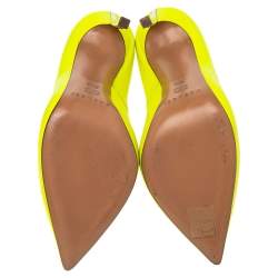 Pre Owned Casadei Neon Yellow Leather Blade Heel Pumps Size 36.5