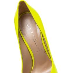Pre Owned Casadei Neon Yellow Leather Blade Heel Pumps Size 36.5