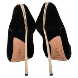 مملوكة مسبقًا حذاء كعب عالي كاسادي سويدي أسود مقدمة مدببة مقاس 40