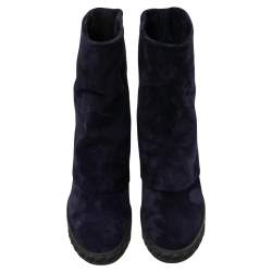 مملوكة مسبقًا حذاء بوت كاحل كاسادي رينا غوثام سويدي أزرق كحلي كعب روكي مقاس 37