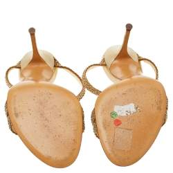 مملوكة مسبقًا صندل سلايد كاسادي معدن ذهبي اللون مقاس 36 